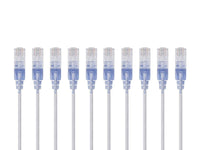 Monoprice 129456 Cat6A 6in White SlimRun Ethernet Cable 10-Pack