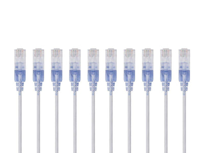 Monoprice 129456 Cat6A 6in White SlimRun Ethernet Cable 10-Pack
