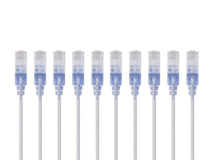 Monoprice 129456 Cat6A 6in White SlimRun Ethernet Cable 10-Pack
