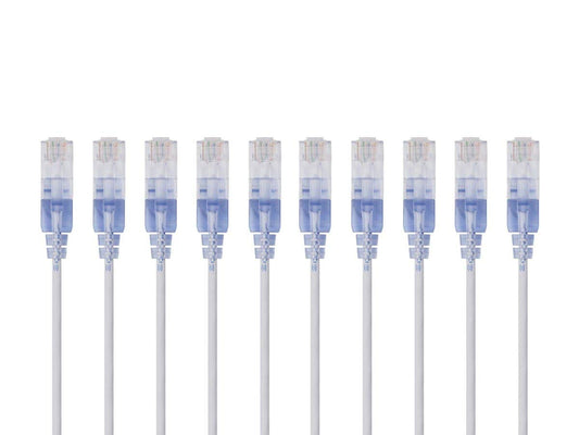 Monoprice 129456 Cat6A 6in White SlimRun Ethernet Cable 10-Pack