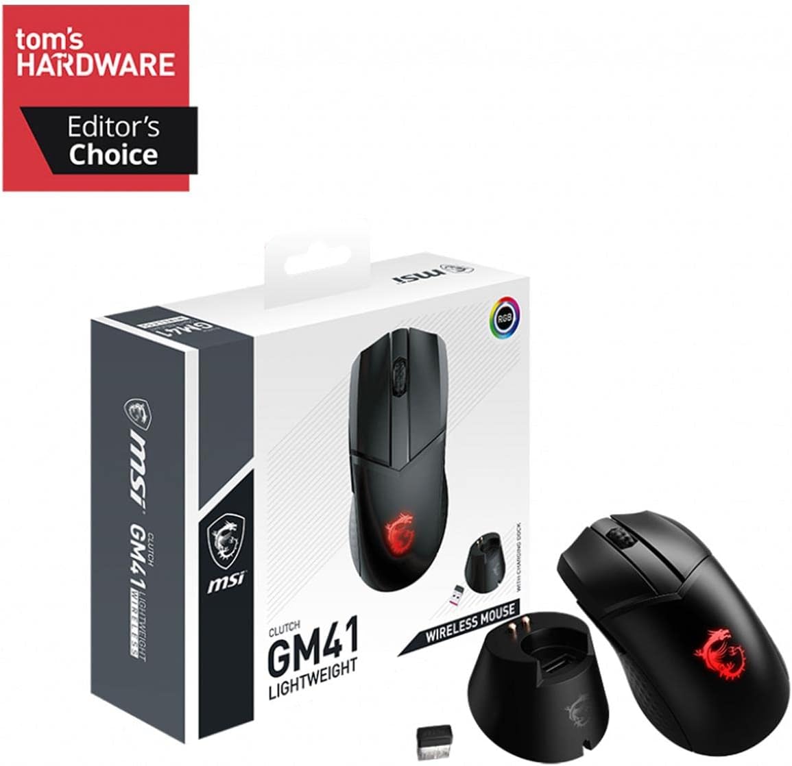 MSI CLUTCH GM41 Lightweight Wireless Gaming Mouse - RGB