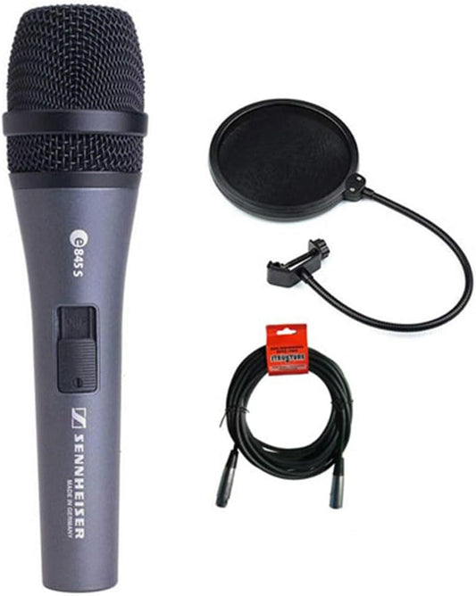 Sennheiser E845S Supercardioid Dynamic Vocal Microphone Bundle