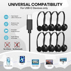 Wensdo USB-C Classroom Headphones, 20-Pack On-Ear Student Set
