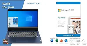 Lenovo IdeaPad 3 14" Laptop Ryzen 5 Microsoft 365 Bundle