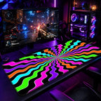Simpkeely Blacklight Wavy Swirl Extended Gaming Mouse Pad