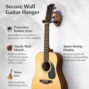 Tapsawp Black Walnut Guitar Wall Mount Hangers, 2 Pack