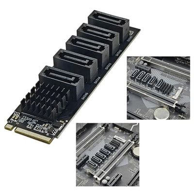 JIAPIKA JMB585 PCIe NVMe to Five-Port SATA 3.0 Adapter Card