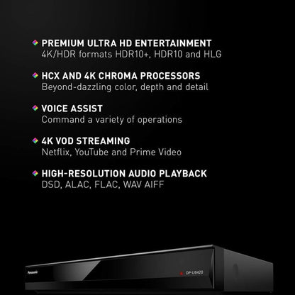 Panasonic DP-UB420-K 4K Blu-ray Player (Renewed)