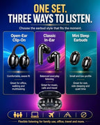 Gftrbn 6-in-1 Open-Ear Clip-On Wireless Earbuds