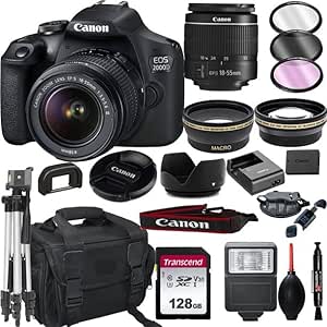 Canon EOS 2000D Rebel T7 DSLR 18-55mm 20pc Bundle (Renewed)