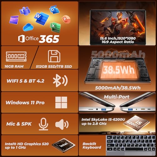 MOONFISH 15.6-Inch Core i5 Laptop with 16GB RAM and 1TB SSD — main product image