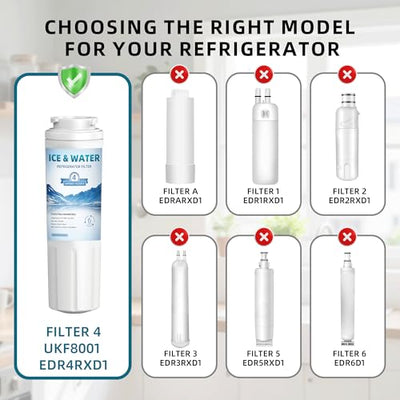 WOVJB01 EDR4RXDI-Compatible Refrigerator Water Filter, 3-Pack