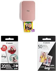 Canon Ivy 2 Mini Photo Printer Bundle Pink
