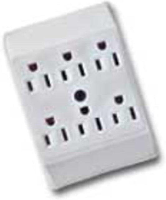 GE 54947 6-Outlet Grounded Wall Tap White
