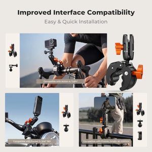 K&F Concept Motorcycle Handlebar Clamp Mount with 360° Ball Head