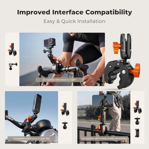 K&F Concept Motorcycle Handlebar Clamp Mount with 360° Ball Head — main product image