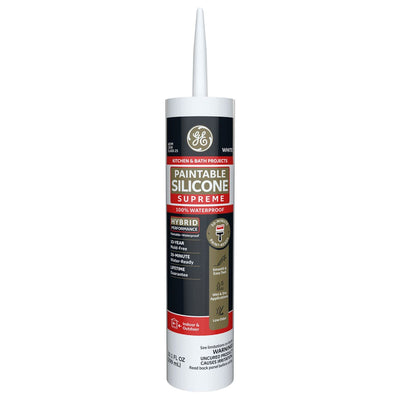 GE 2733743 White Kitchen & Bathroom Silicone Caulk - Waterproof Sealant