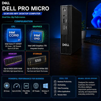 Dell Pro Micro QCM1250 Compact Business Mini Desktop