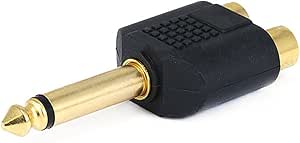 Monoprice 7192 6.35mm Mono Plug to 2 RCA Adapter