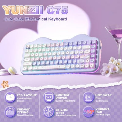 YUNZII C75 Wireless 75% Gasket Mechanical Keyboard