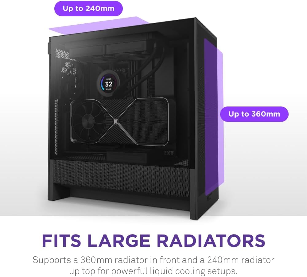 NZXT H5 Flow Black Compact ATX Gaming Case