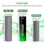 BENKIA Button Top Rechargeable Batteries with Charger, 8-Pack