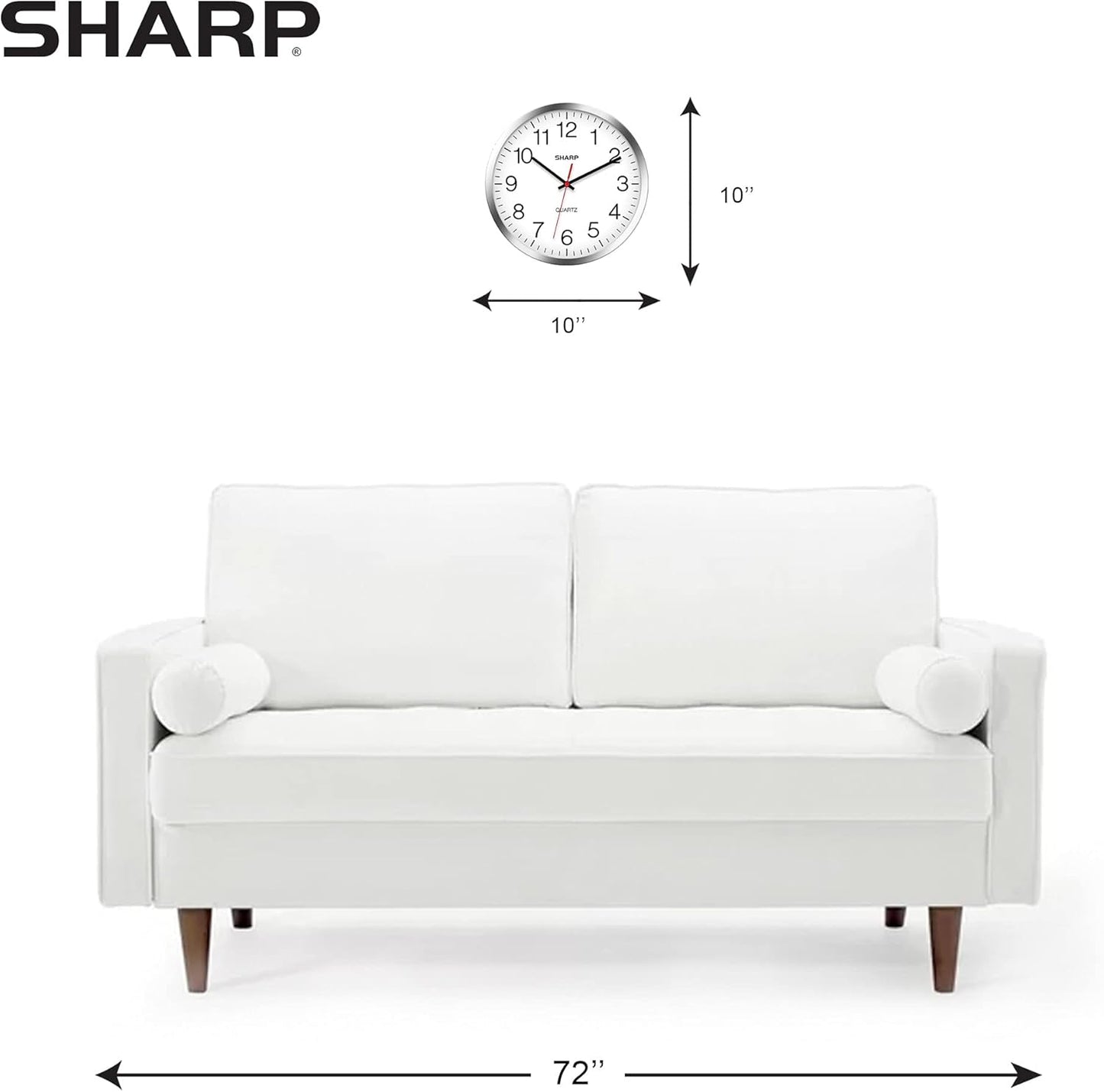 Sharp Wall Clock - Silent Non Ticking 10 Inch