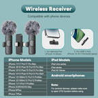 MAYBESTA Wireless Mini Microphone for iPhone, Android Phone - Lavalier Lapel Mic for Audio Video Recording - Clip on Content Creator Microphones for YouTube Tiktok Podcast Vlogging