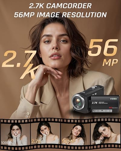 Fxmug QHD 2.7K Vlogging Camcorder with Flip Screen