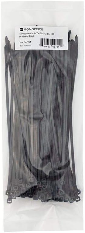 Monoprice 105761 Cable Tie 8 inch Black 100-Pack