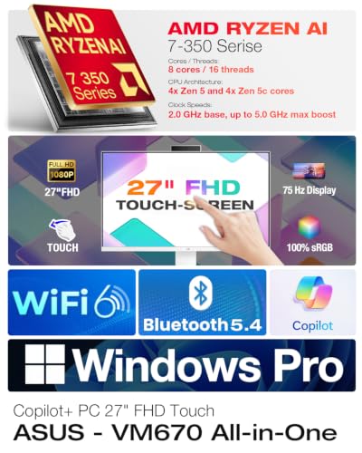 ASUS VM670 27-Inch Touchscreen Copilot+ All-in-One Desktop — main product image