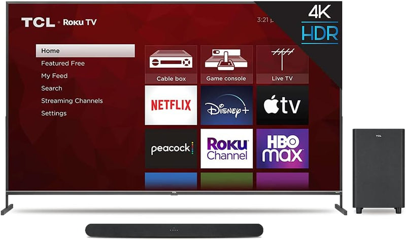 TCL 75S434 75-inch 4K UHD Android TV & Alto 8i Soundbar — main product image
