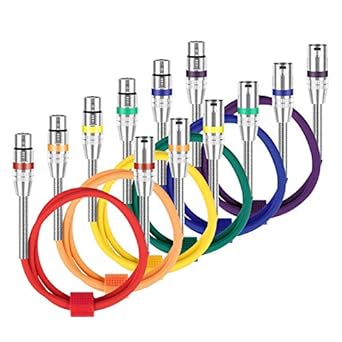 Neewer 40094399 Multi-Color XLR Microphone Cable 6-Pack