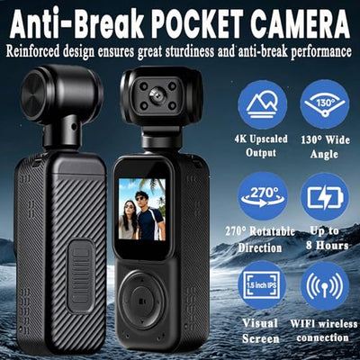 JYSECURE Pocket Body Camera with 4K Output and 64GB Storage