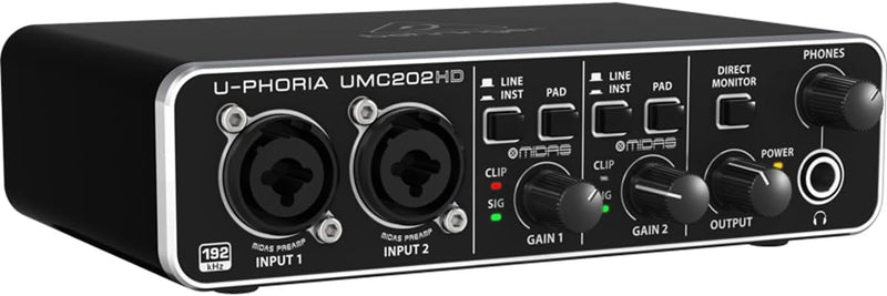 Behringer UMC202HD U-PHORIA USB Audio Interface with MIDAS Preamps — main product image