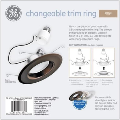 GE 47831 Bronze Baffle 6-Inch Recessed Light Trim