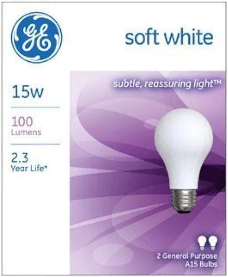 GE 97491 15W Soft White Incandescent Light Bulb 2-Pack — main product image