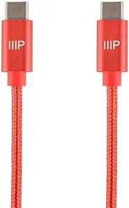Monoprice USB 2.0 Type-C Nylon-Braid Cable - Red