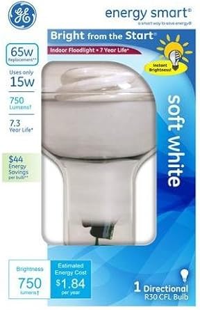 GE H&PC-77701 15W Soft White R30 Light Bulb — main product image
