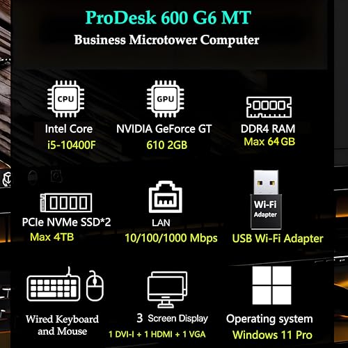 HP Micro Tower Desktop PC, Intel Core i5-10400F — main product image