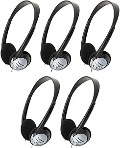 Panasonic RP-HT21-5/PK Lightweight Headphones XBS 5-Pack