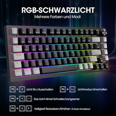 KOORUI Tri-Mode Hot-Swappable Mechanical Gaming Keyboard