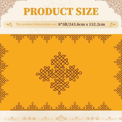 Fanfanwin Yellow Indian Pooja Backdrop, 8 x 5 ft Extralarge