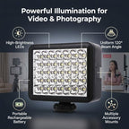Pomya 35-LED Rechargeable Camera Fill Light with Cold Shoe Mounts