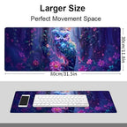 zbezbe Owl Extended Desk Mat Mouse Pad with Forest Floral Print