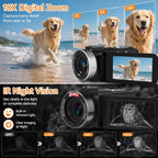Maenlans 6K Vlogging Camcorder with 64MP Photos