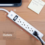 GE 67122 Power Strip: 6-Outlet, 8ft Cord, Heavy Duty, UL Listed