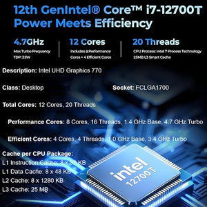 HP Pro Mini PC with Intel Core i7-12700T for Business