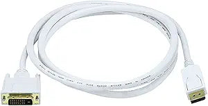 Monoprice 106015 6ft DisplayPort to DVI Cable White