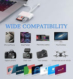 Dual-Port SD Card Reader for iPhone, iPad and USB-C Devices